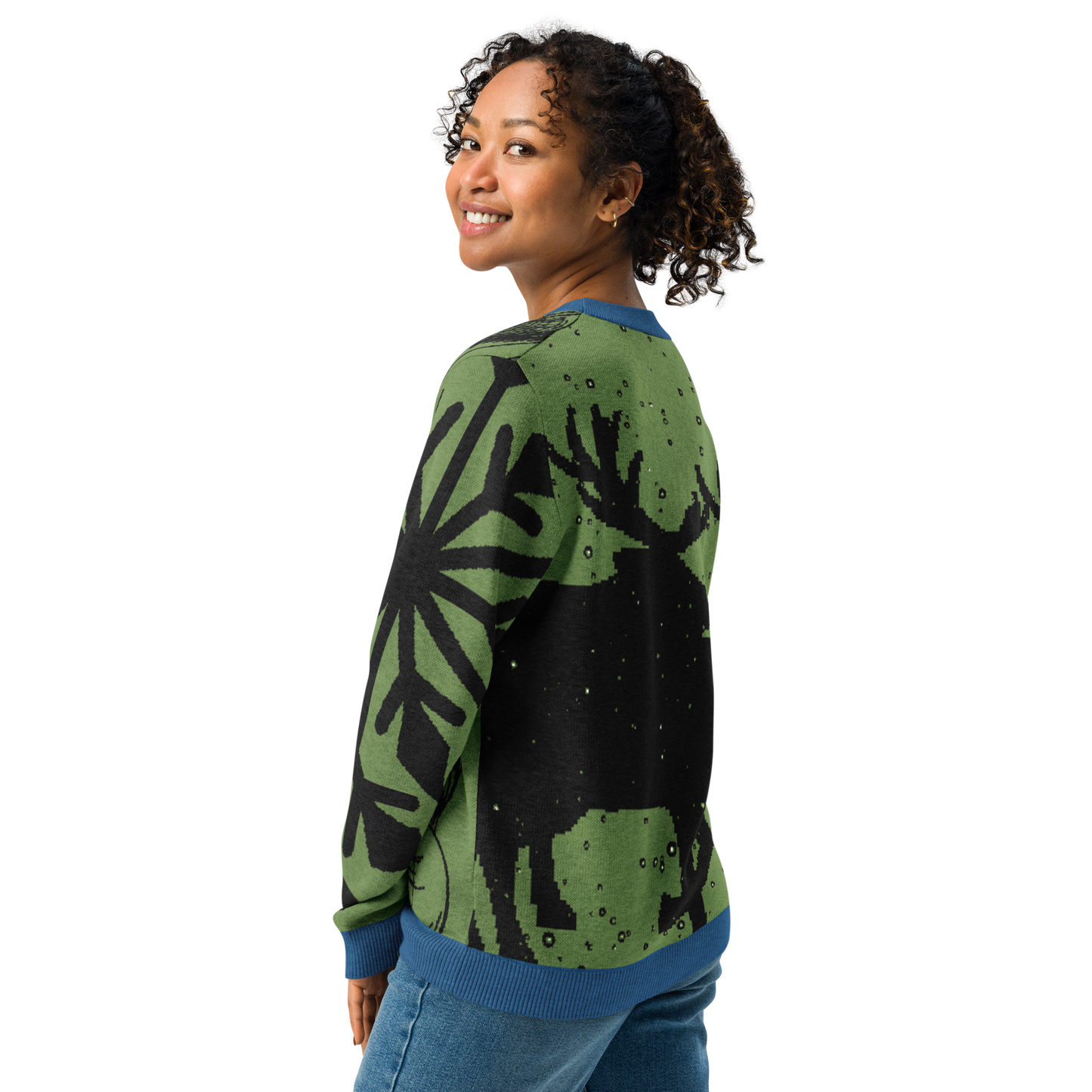 SANTA SKETCH Knitted Crew Neck Sweater (Grass)