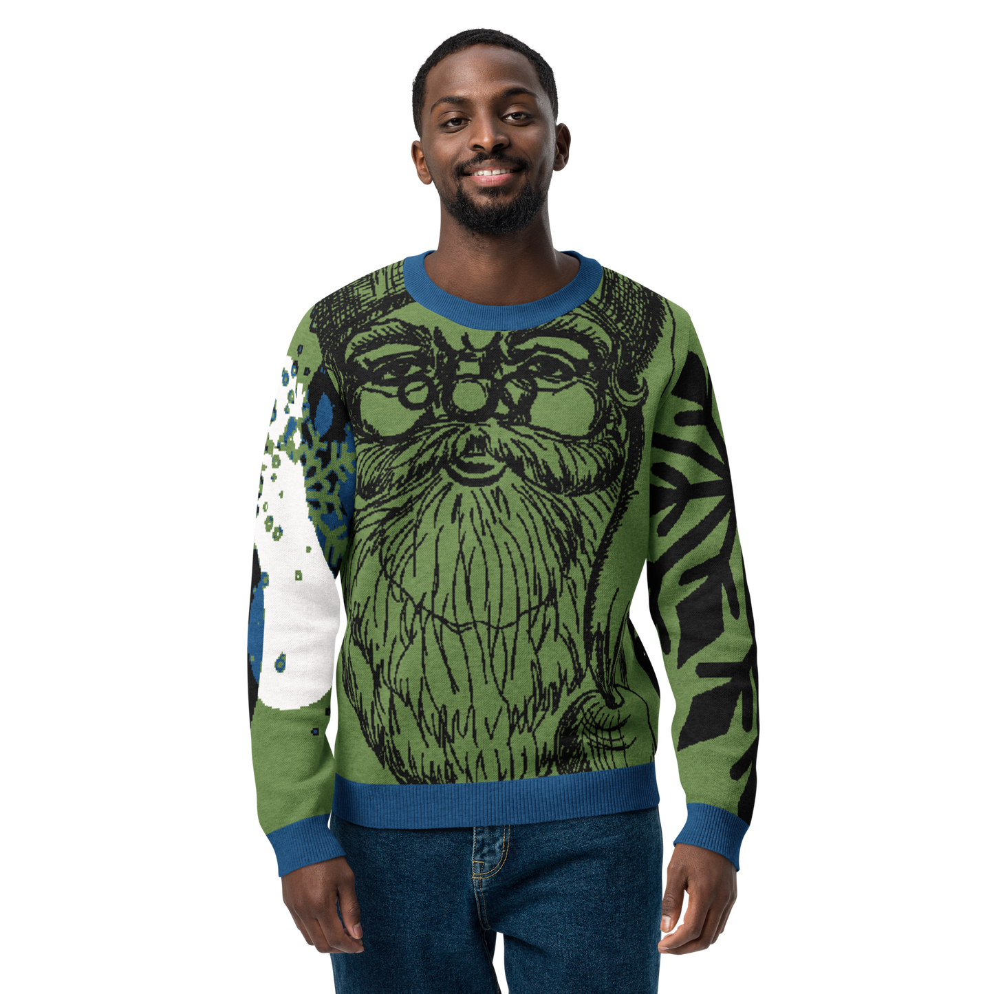 SANTA SKETCH Knitted Crew Neck Sweater (Grass)