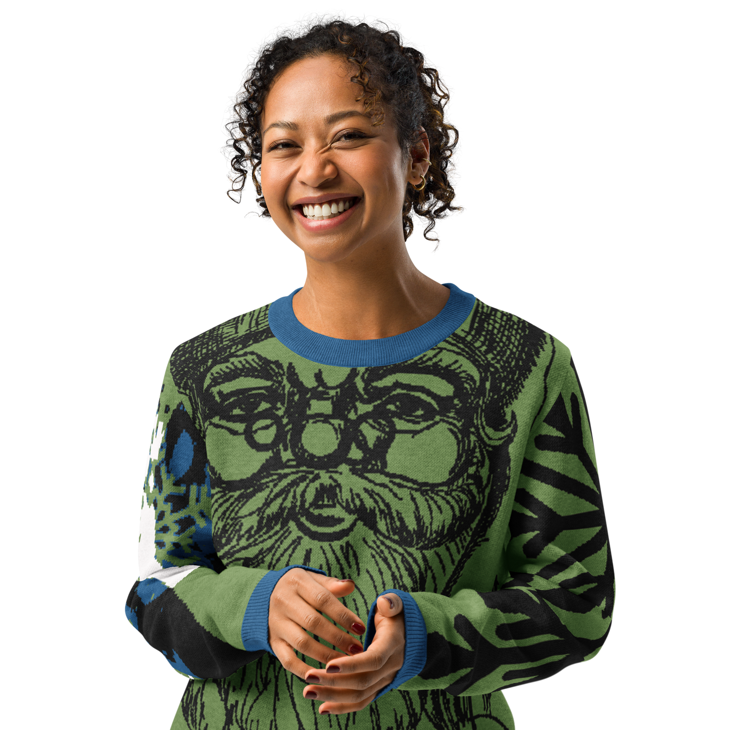SANTA SKETCH Knitted Crew Neck Sweater (Grass)