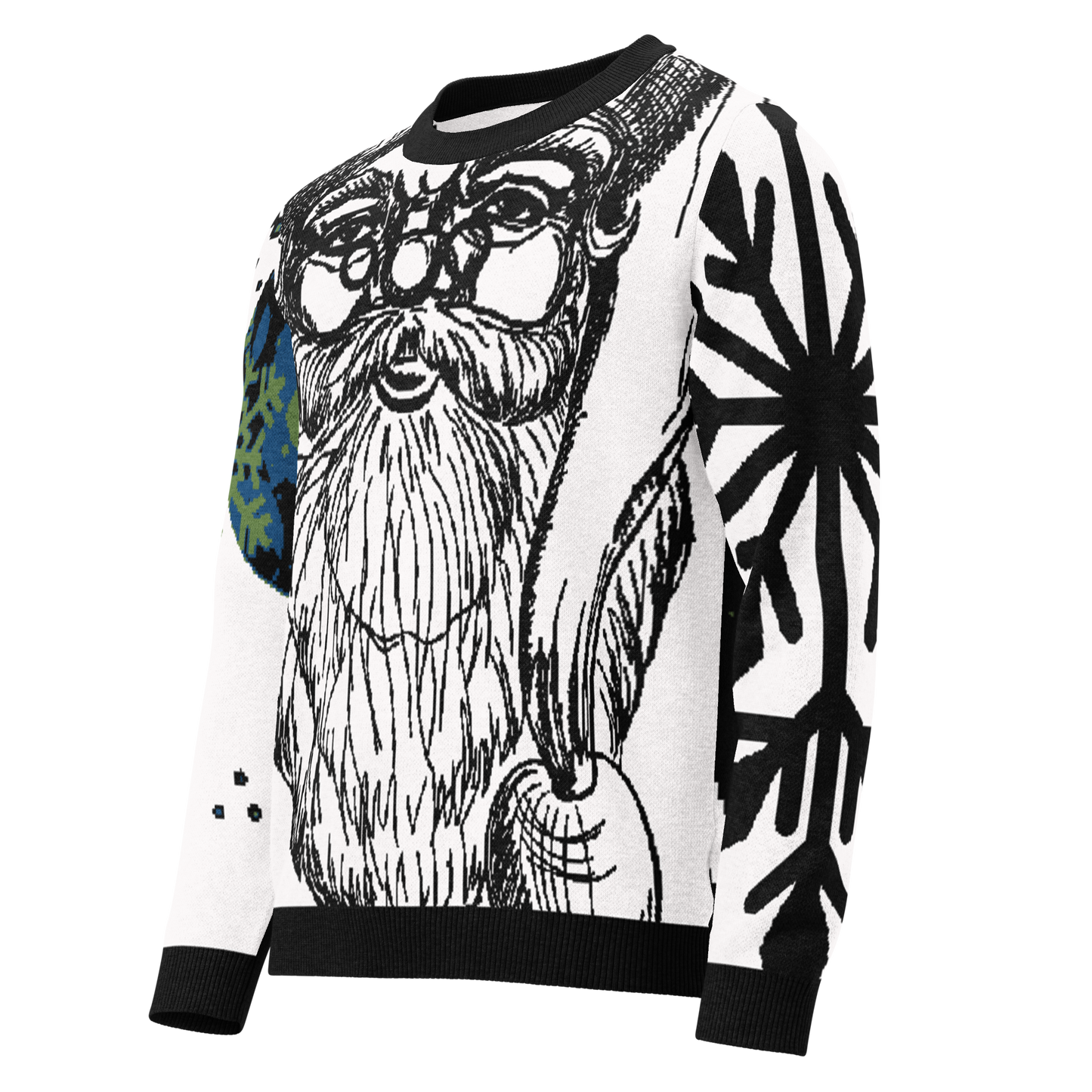 SANTA SKETCH Knitted Crew Neck Sweater (White)