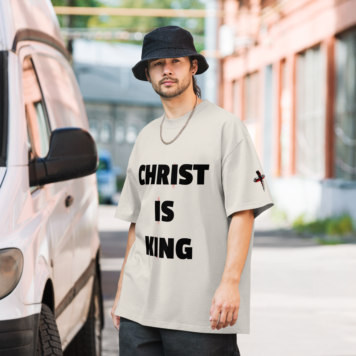 CHRIST IS KING oversized faded tee (Black)