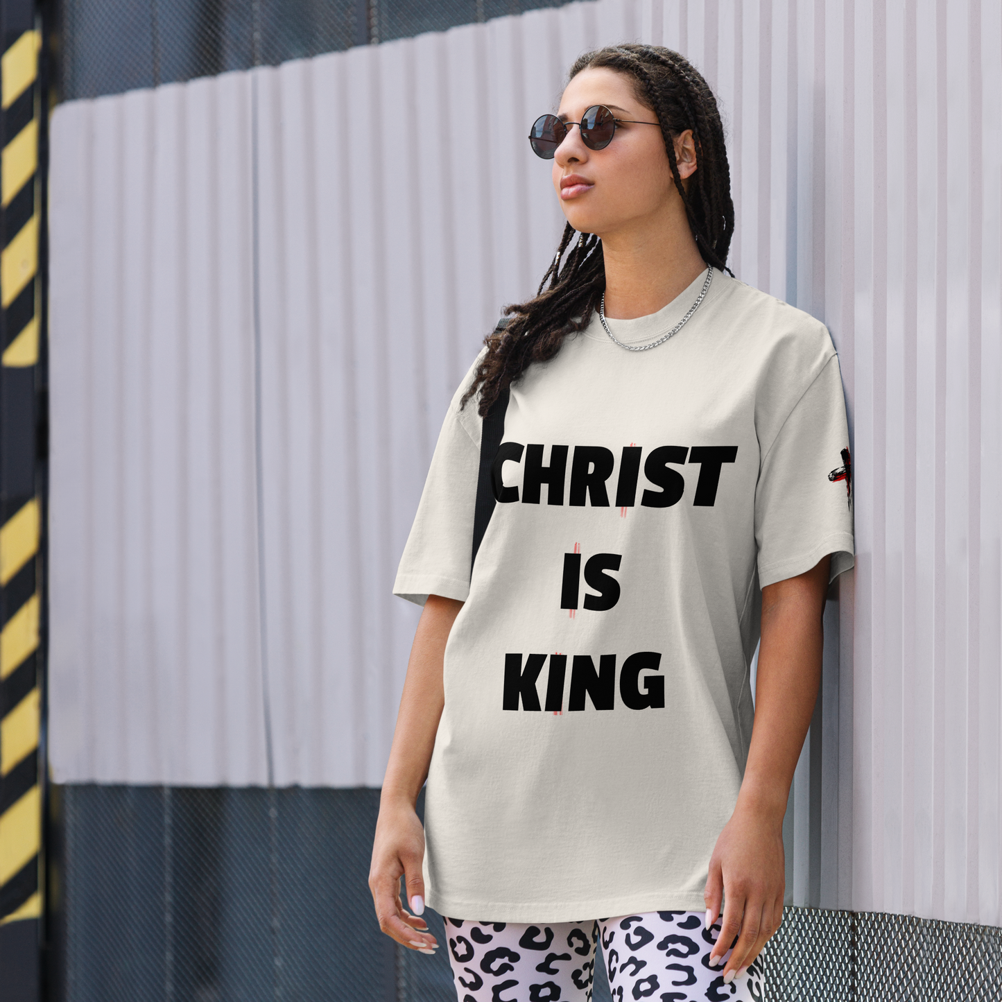 CHRIST IS KING oversized faded tee (Black)