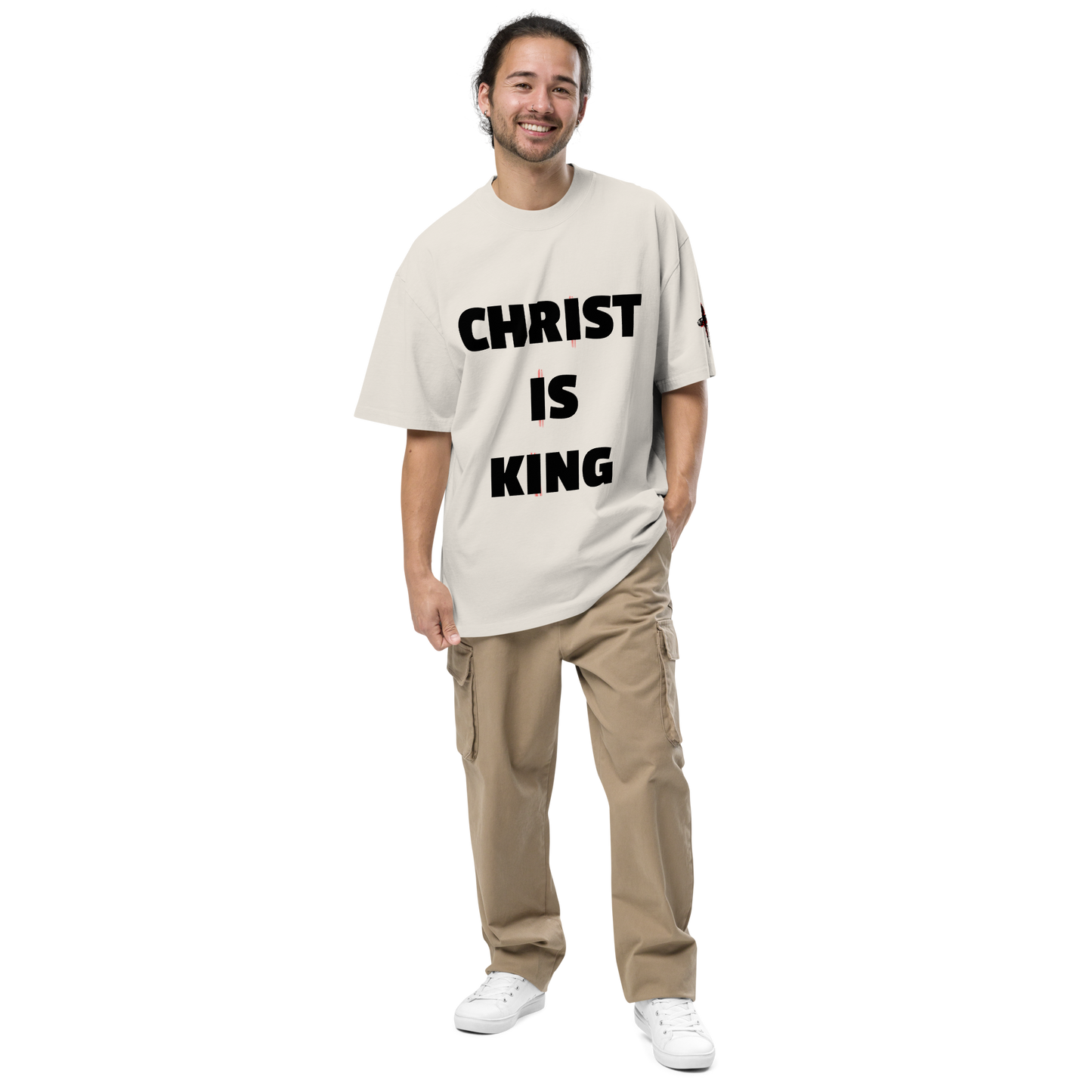 CHRIST IS KING oversized faded tee (Black)