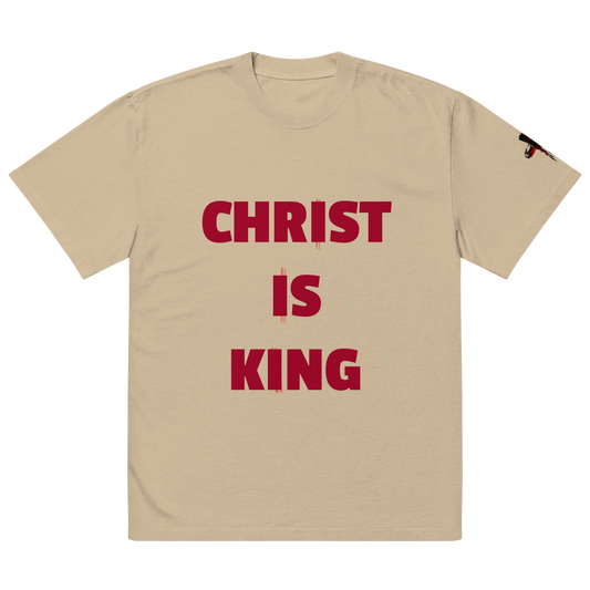 CHRIST IS KING oversized faded tee (Red)