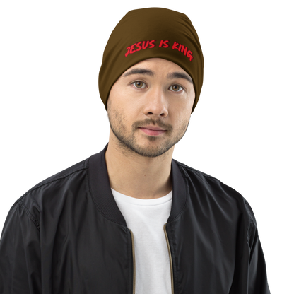 JESUS IS KING Beanie (BROWN)