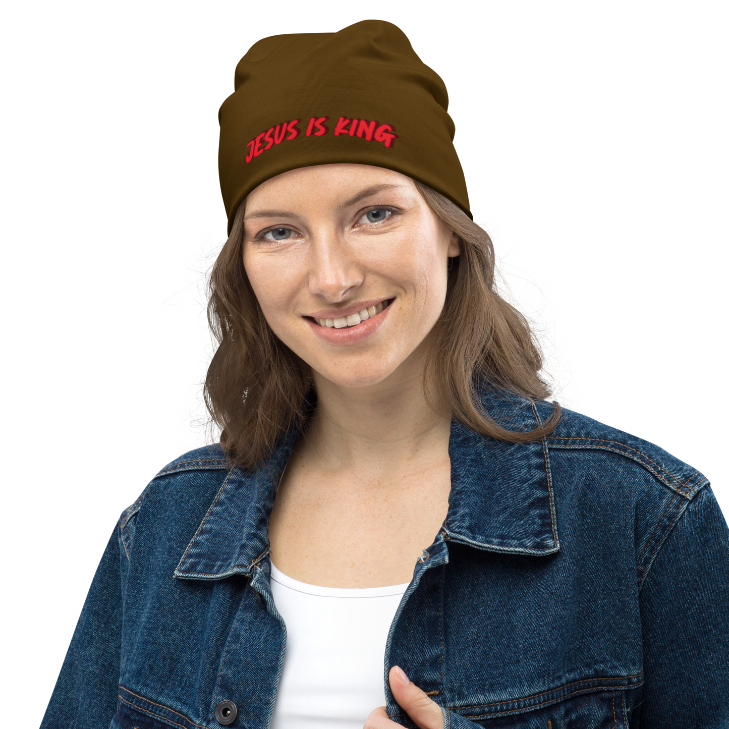 JESUS IS KING Beanie (BROWN)