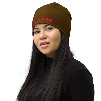 JESUS IS KING Beanie (BROWN)