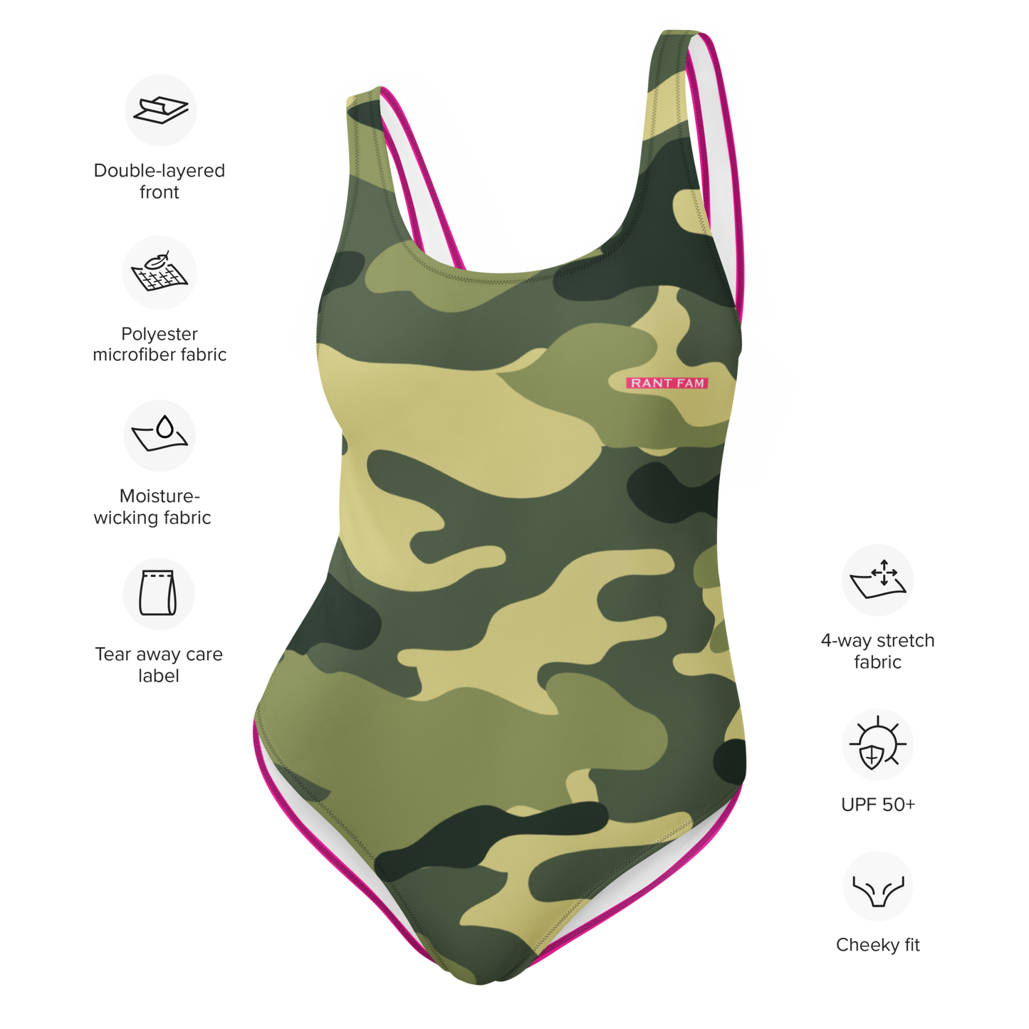 RANT FAM One-Piece (Camo + Hot Pink)