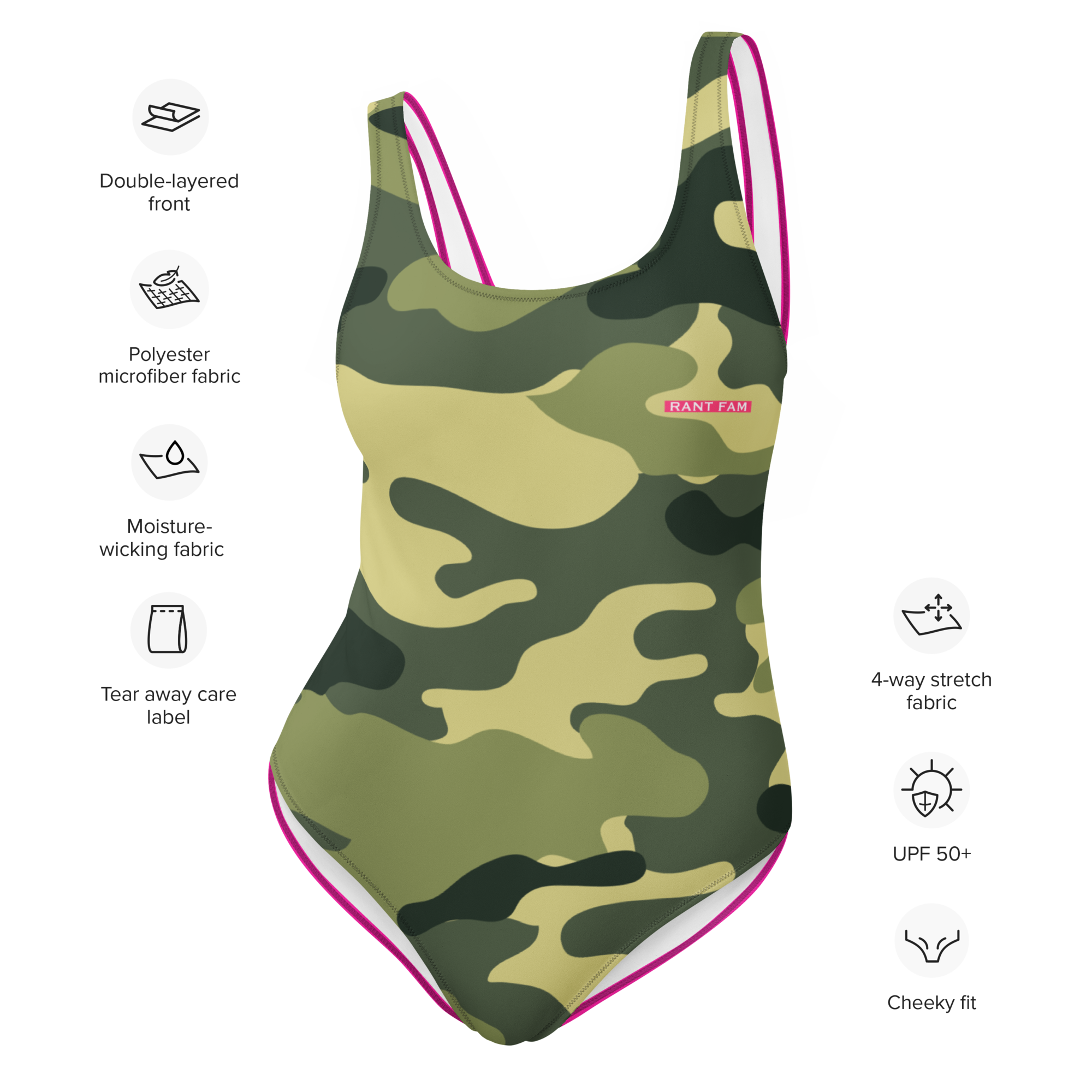 RANT FAM One-Piece (Camo + Hot Pink)