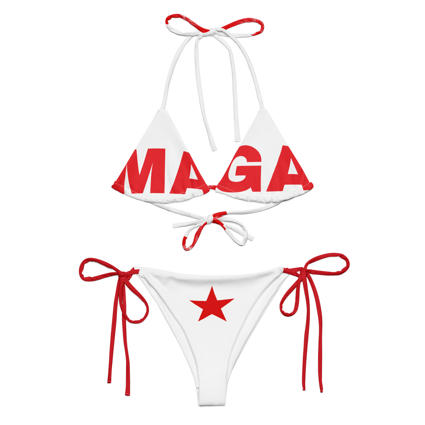 MAGA String Bikini (White + Red)