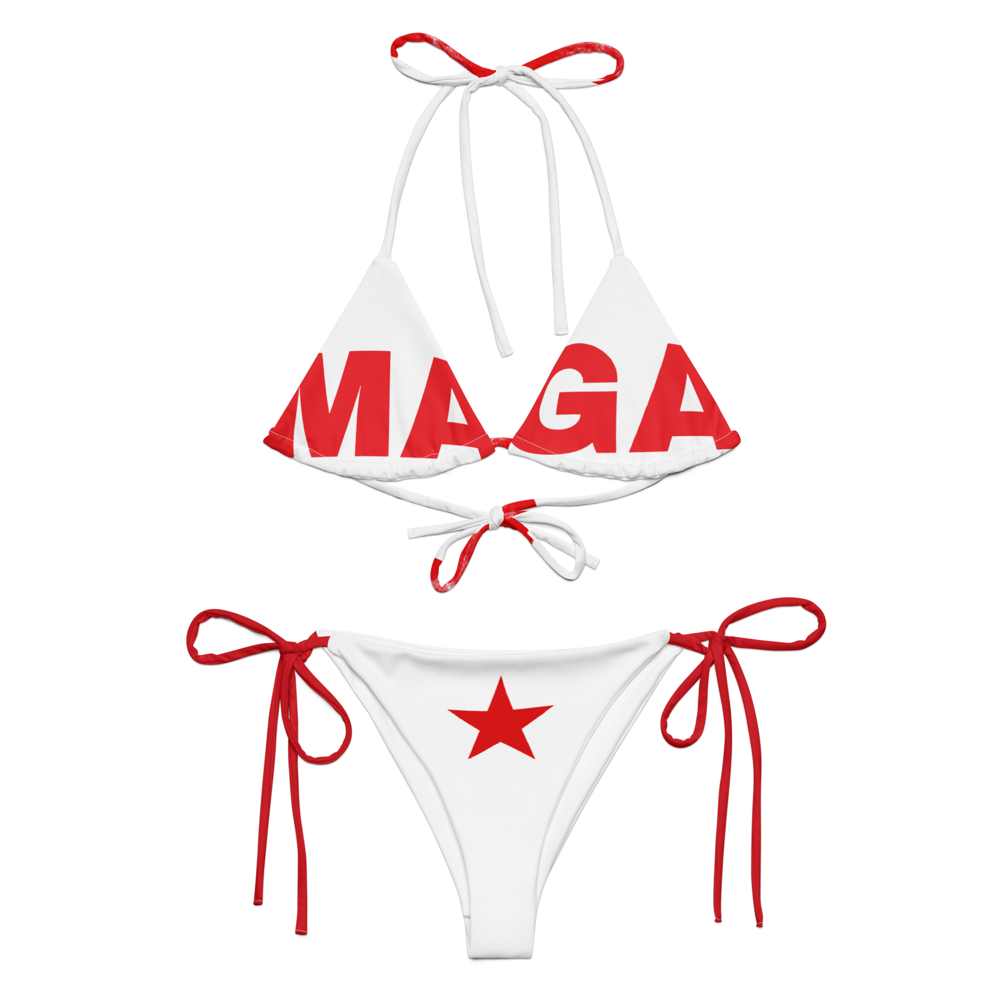 MAGA String Bikini (White + Red)
