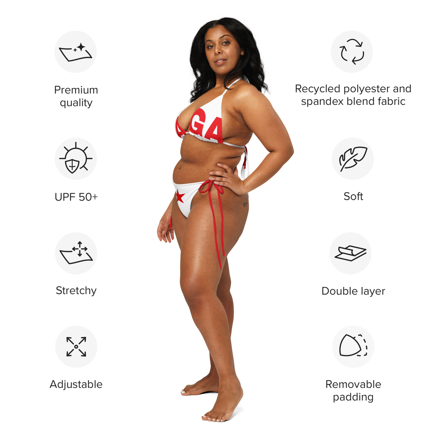 MAGA String Bikini (White + Red)