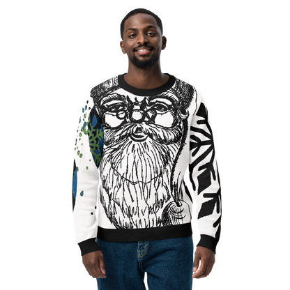 SANTA SKETCH Knitted Crew Neck Sweater (White)