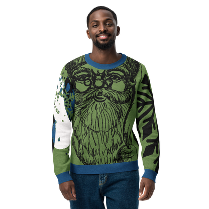 SANTA SKETCH Knitted Crew Neck Sweater (Grass)