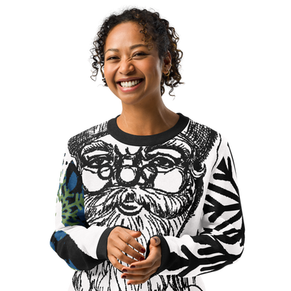 SANTA SKETCH Knitted Crew Neck Sweater (White)