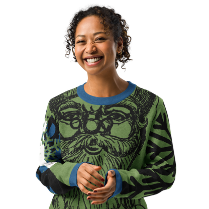SANTA SKETCH Knitted Crew Neck Sweater (Grass)