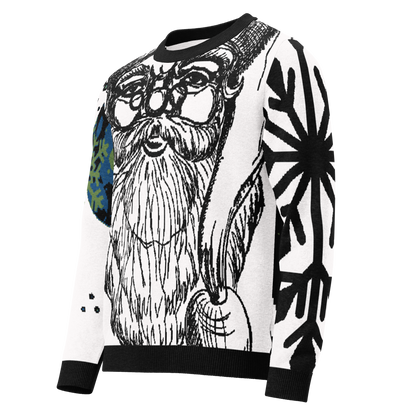 SANTA SKETCH Knitted Crew Neck Sweater (White)