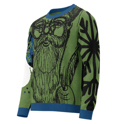 SANTA SKETCH Knitted Crew Neck Sweater (Grass)
