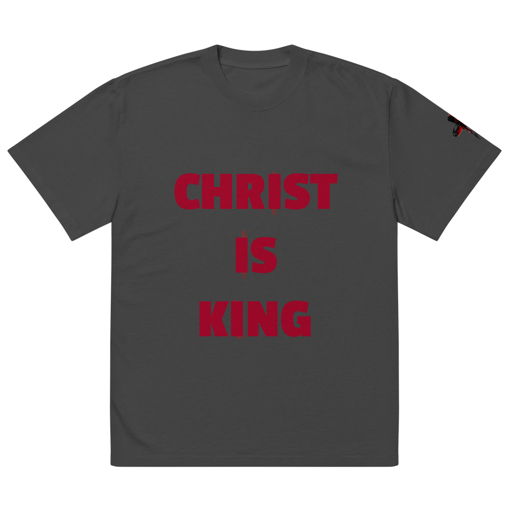 CHRIST IS KING oversized faded tee (Red)
