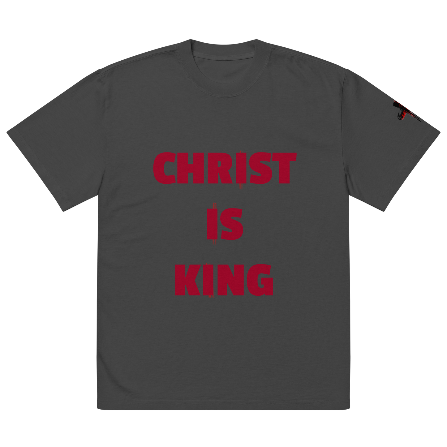 CHRIST IS KING oversized faded tee (Red)