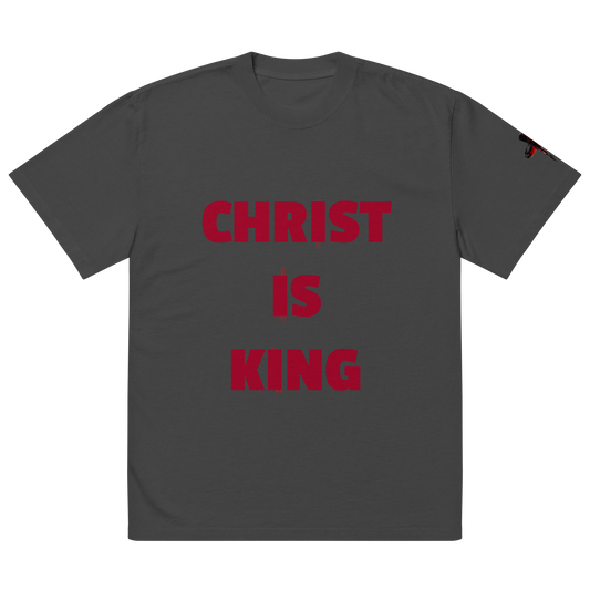 CHRIST IS KING oversized faded tee (Red)