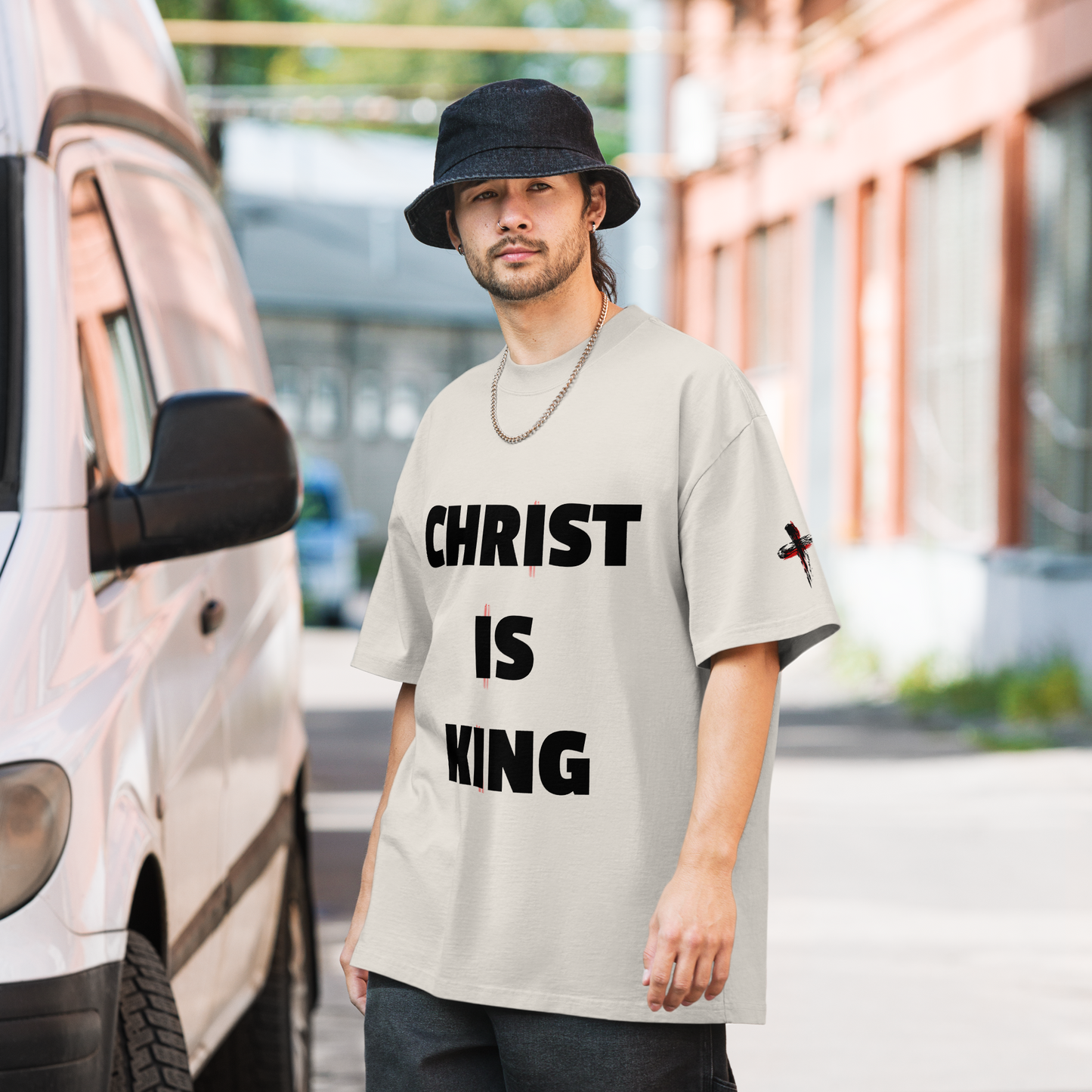 CHRIST IS KING oversized faded tee