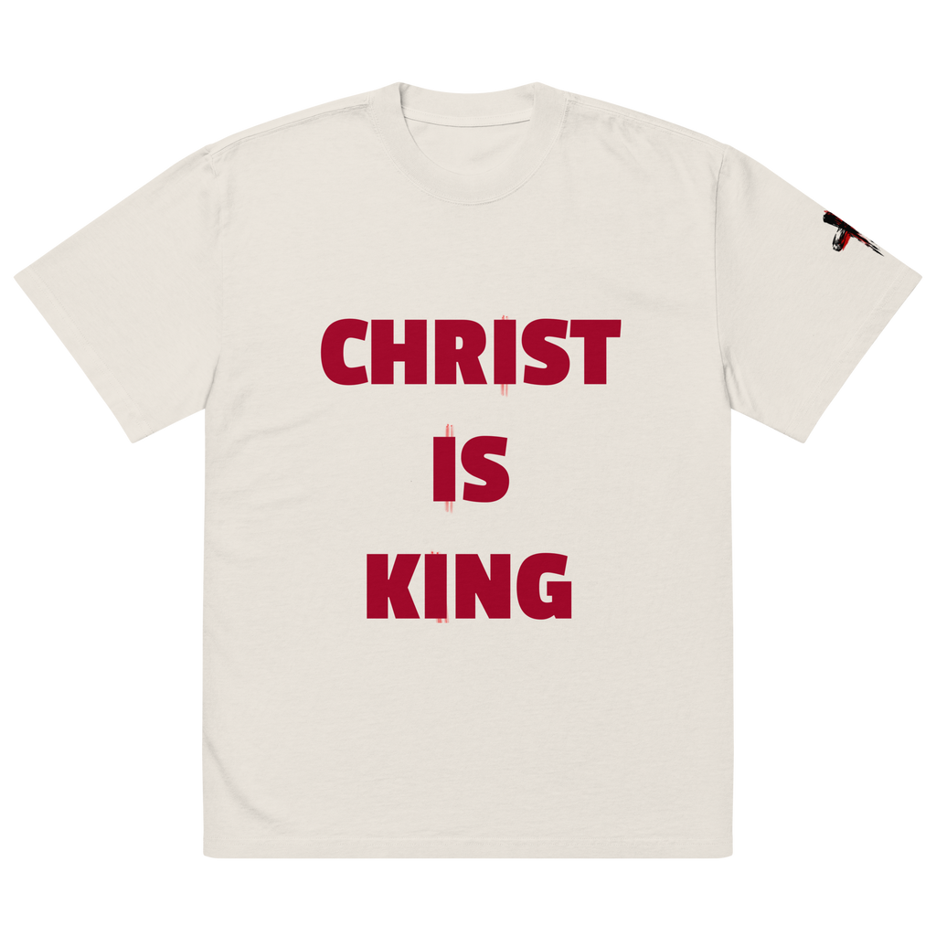 CHRIST IS KING oversized faded tee (Red)
