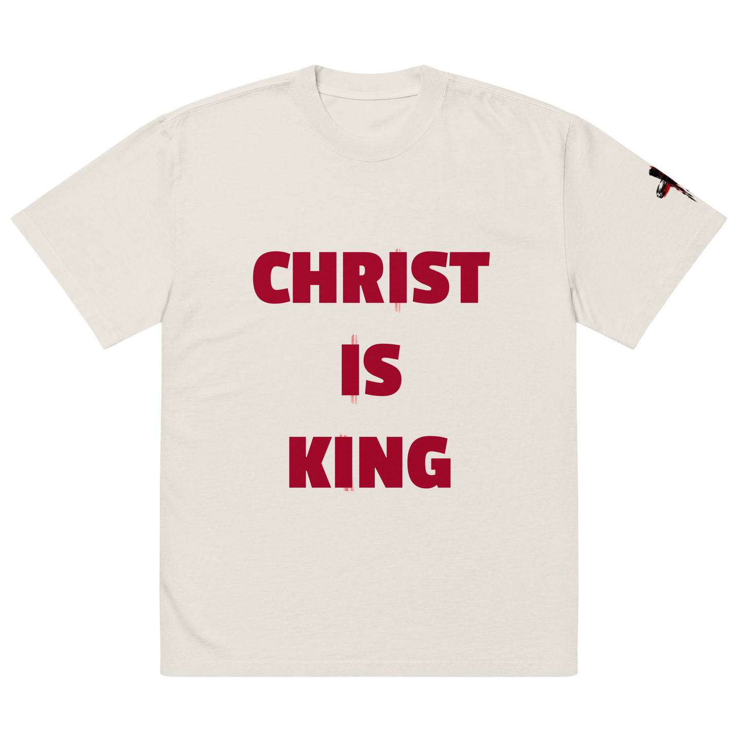 CHRIST IS KING oversized faded tee (Red)