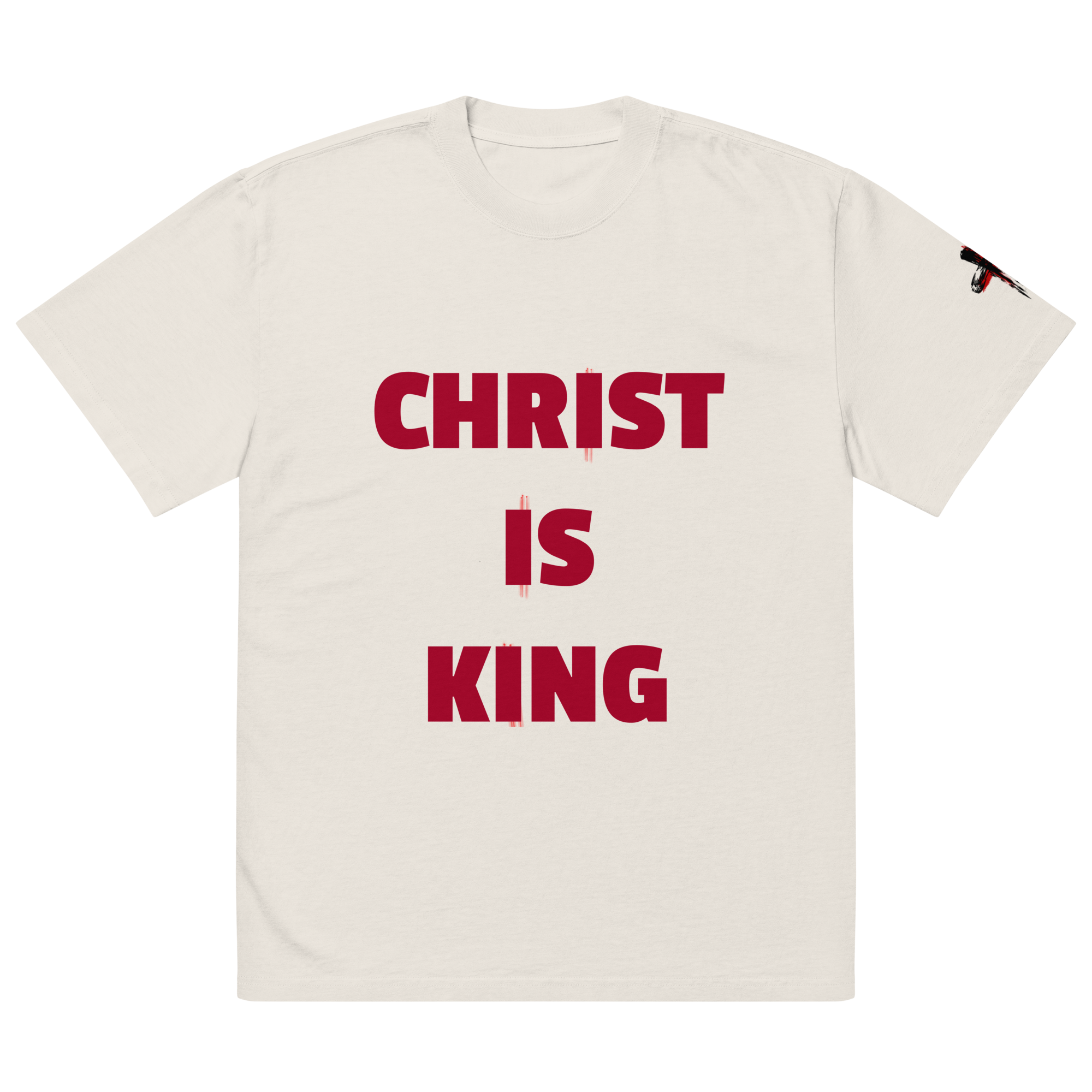 CHRIST IS KING oversized faded tee (Red)