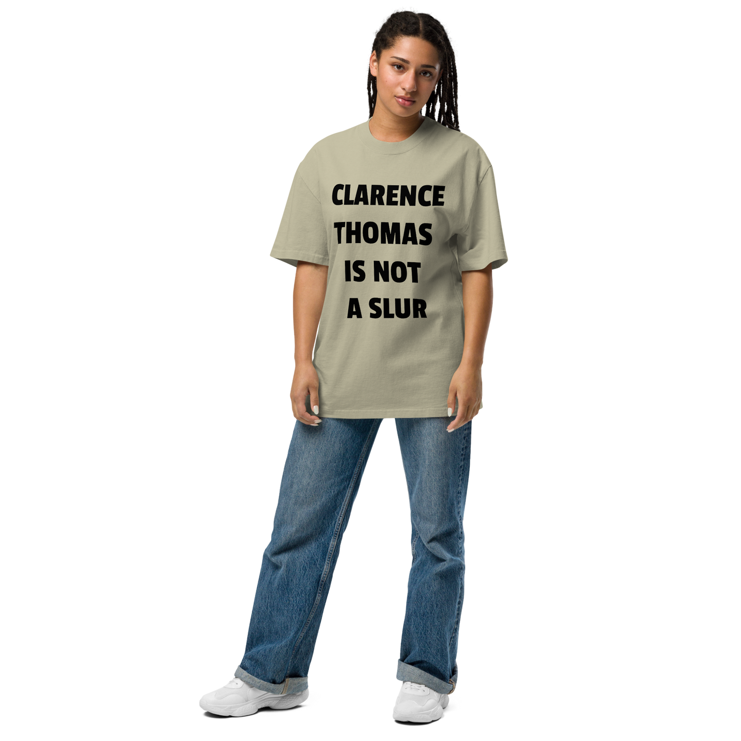 CLARENCE THOMAS IS NOT A SLUR oversized faded tee