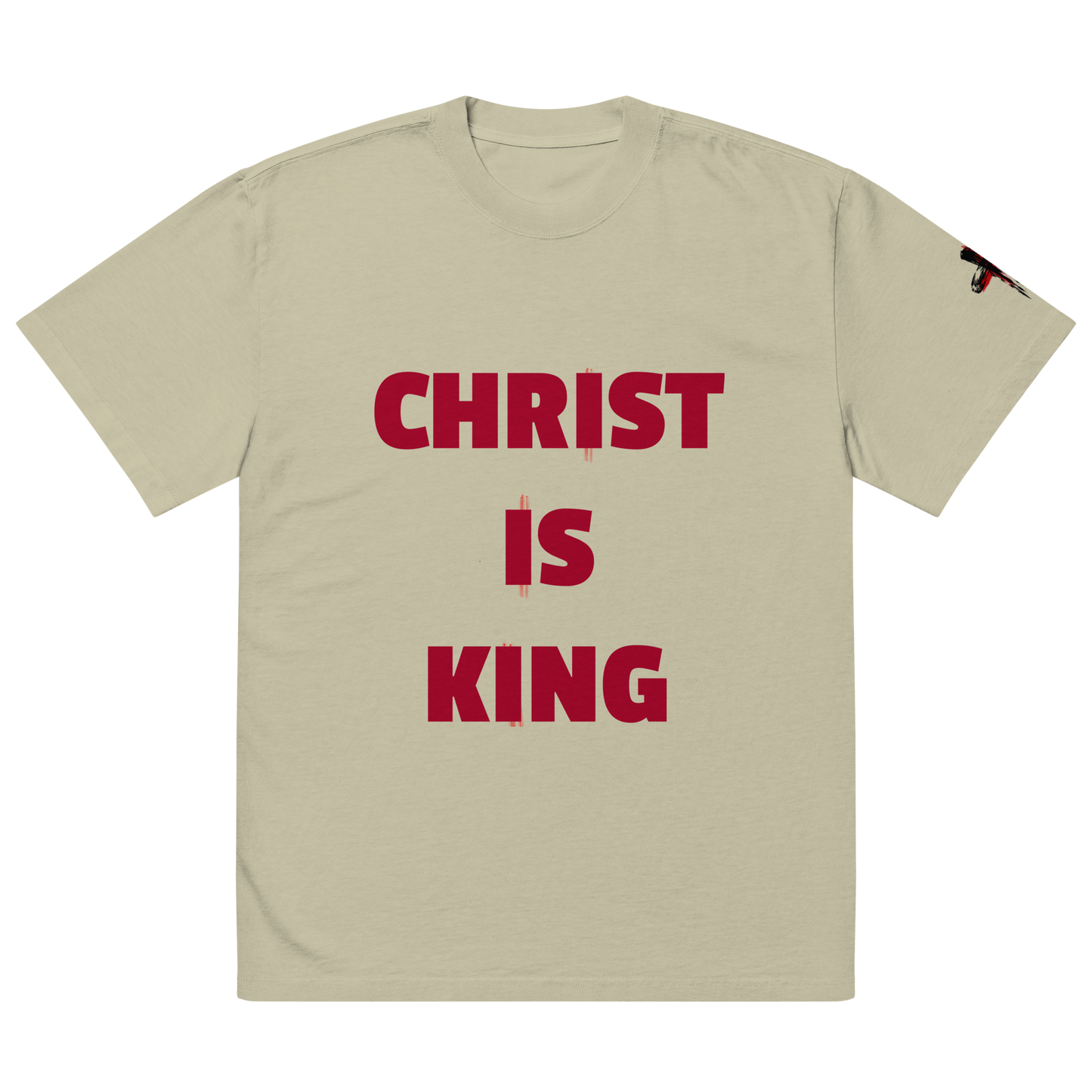 CHRIST IS KING oversized faded tee (Red)