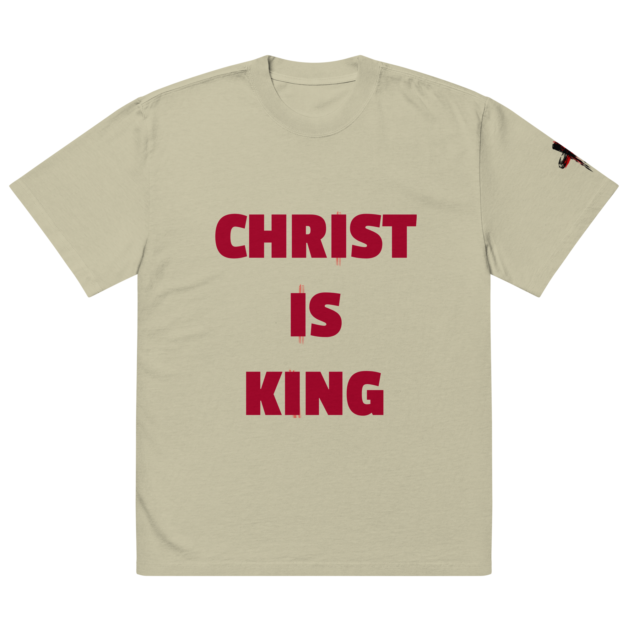 CHRIST IS KING oversized faded tee (Red)