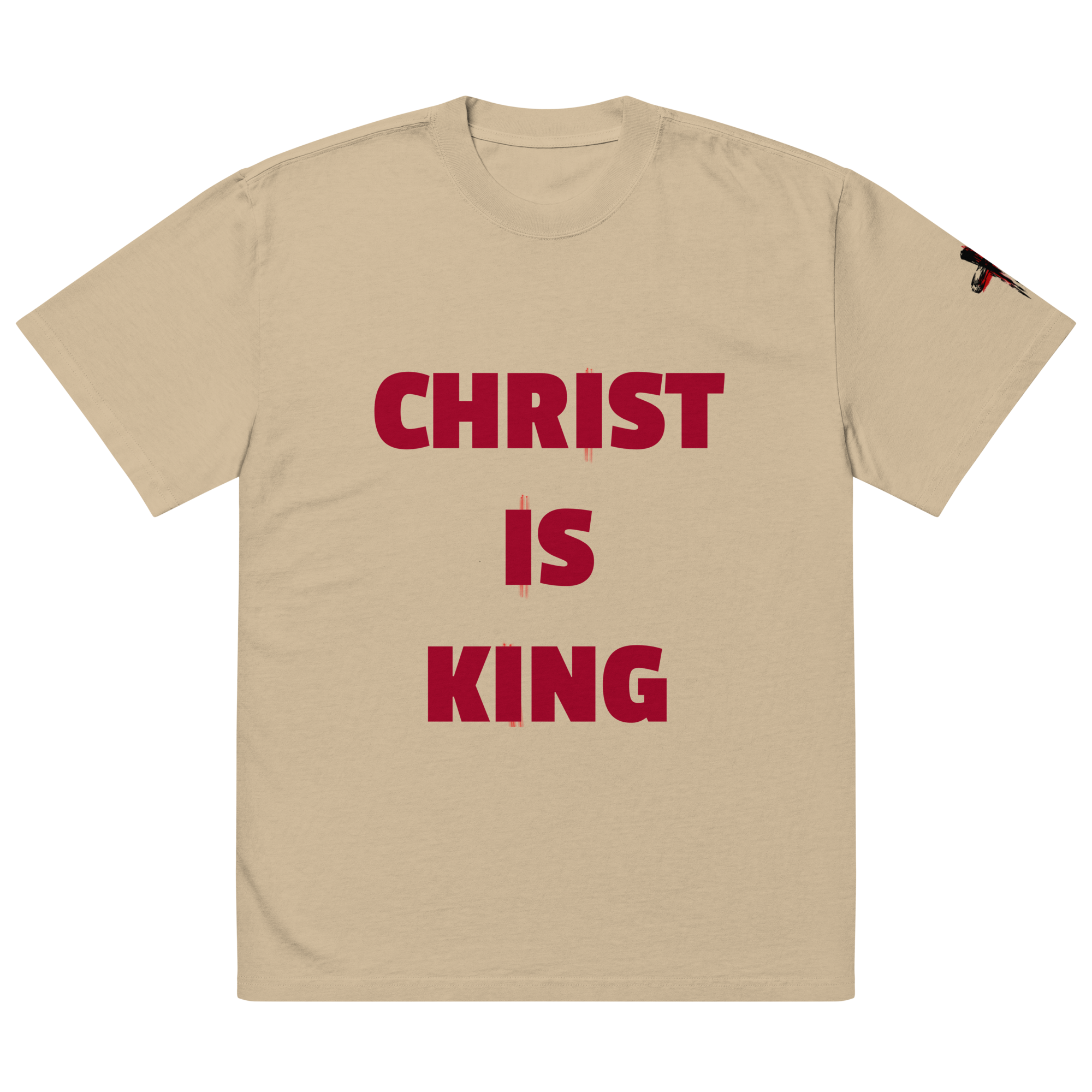 CHRIST IS KING oversized faded tee (Red)